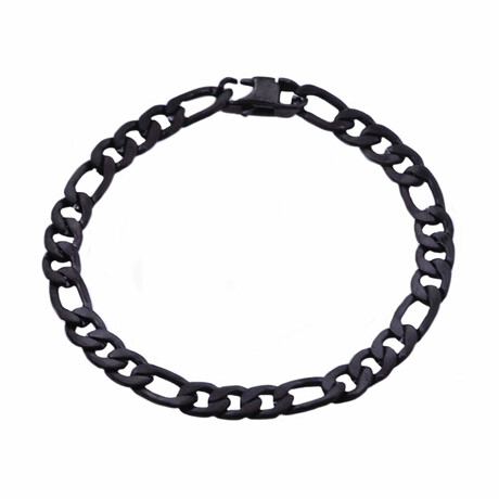 Figaro Link 7mm Bracelet // 8.5" // Matte Black-Plated Stainless Steel