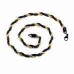 Rope Chain 7mm Necklace // 24" // 18k Gold-Plated + Black Stainless Steel