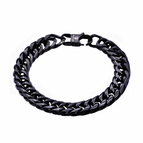 Round Cuban Link 13mm Bracelet // 8.5" // Black-Plated Stainless Steel