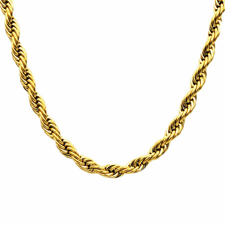 Rope Chain 7mm Necklace // 24" // 18k Gold-Plated Stainless Steel