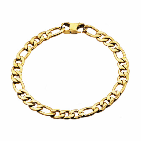 Figaro Link 7mm Bracelet // 8.5" // 18k Gold-Plated Stainless Steel
