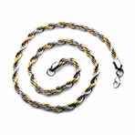 Rope Chain 7mm Necklace // 24" // Two-Tone 18k Gold-Plated Stainless Steel