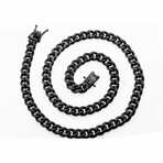 Miami Cuban Link 10mm Chain Necklace // 24" // Matte Black-Plated Stainless Steel
