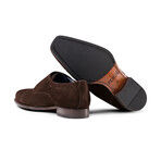 Suede Monk Strap Shoes // Dark Brown (US: 11)
