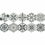 Hexagons Gracio // Waterprode Non-Skid Floor Stickers // Set of 10 // 16”H X 35”W AREA