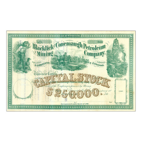 1860s Blacklick and Conemaugh Petroleum and Mining Company// Unissued // Green