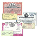 1900's American Railroads Stock and Check Set // 3 Sets of Matching Stock and Checks
