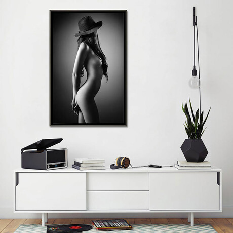 Nude Woman With A Hat by Johan Swanepoel (26"H x 18"W x 0.75"D)