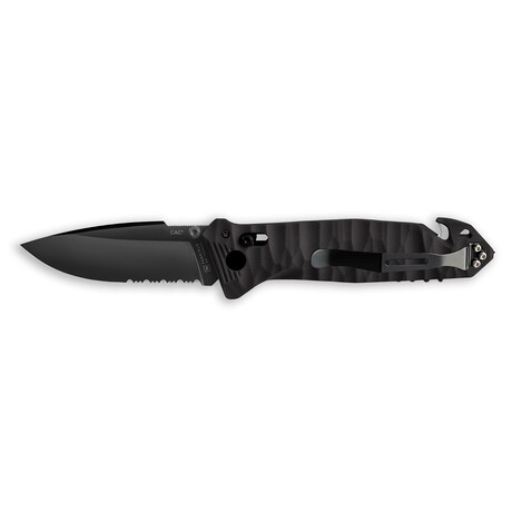 C.A.C. French Army Knife // PA6 Textured Handle // Serrated Edge // Black