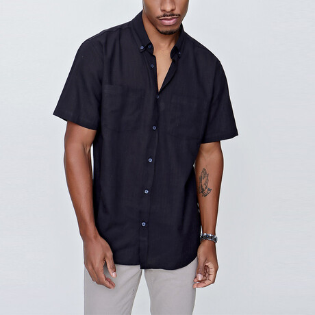 Short Sleeve Double Pocketed Shirt // Black (S)