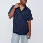 Short Sleeve Double Pocketed Shirt // Navy Blue (M)
