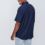 Short Sleeve Double Pocketed Shirt // Navy Blue (L)