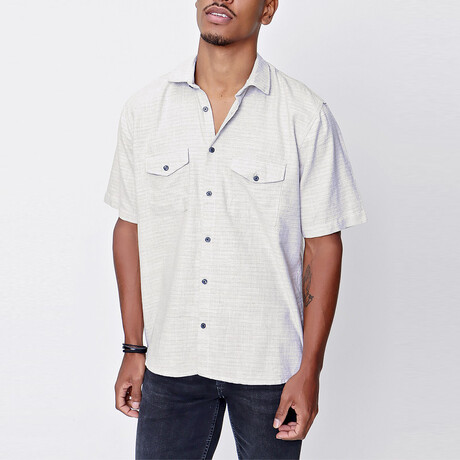 Short Sleeve Slim Straw Shirt // Gray (S)