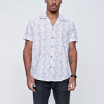 Short Sleeve Applique Collar Pattern Shirt // White (M)