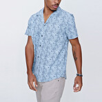 Short Sleeve Collar Pattern Shirt // Blue (XL)