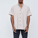 Short Sleeve Double Pocketed Shirt // Beige (S)