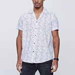 Short Sleeve Applique Collar Pattern Shirt // White (M)