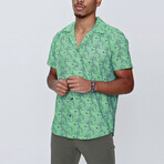 Short Sleeve Applique Collar Pattern Shirt // Green (M)