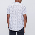 Short Sleeve Applique Collar Pattern Shirt // White (2XL)