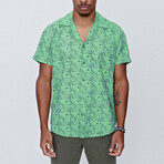 Short Sleeve Applique Collar Pattern Shirt // Green (M)