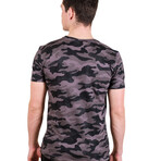Straight Hem T-Shirt // Black Camouflage (L)