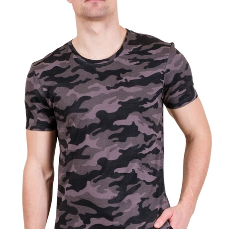 Straight Hem T-Shirt // Black Camouflage (S)