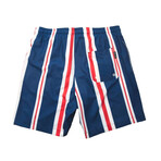 Americana Stripe Swim Shorts // Red + White + Blue (XL)