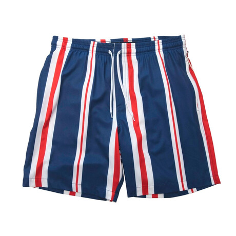 Americana Stripe Swim Shorts // Red + White + Blue (S)