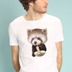 Red Panda Loves Noodles T-Shirt // White (Small)