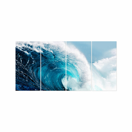 Blue Wave ABCD  // Frameless Free Floating Reverse Printed Tempered Glass Wall Art