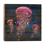 Electric Jellyfish World Pink by David Loblaw (26"H x 26"W x 1.5"D)