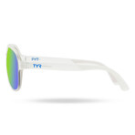 TYR Unisex Golden West Aviator XL Polarized Sunglasses // Transparent + Blue-Green Mirror