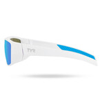 TYR Mens Knox HTS Polarized Sunglasses // White + Blue Mirror