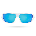 TYR Men's Knox HTS Polarized Sunglasses // White + Blue Mirror