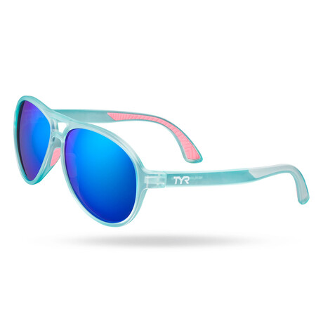 TYR Unisex Newland Aviator HTS Polarized Sunglasses // Mint + Blue Mirror