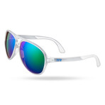 TYR Unisex Golden West Aviator XL Polarized Sunglasses // Transparent + Blue-Green Mirror