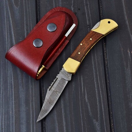 Damascus Pocket Folding Knife // 2098