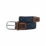 La Porto Woven Belt // Navy Blue + Yellow (Fits Waist Size 33"-39")