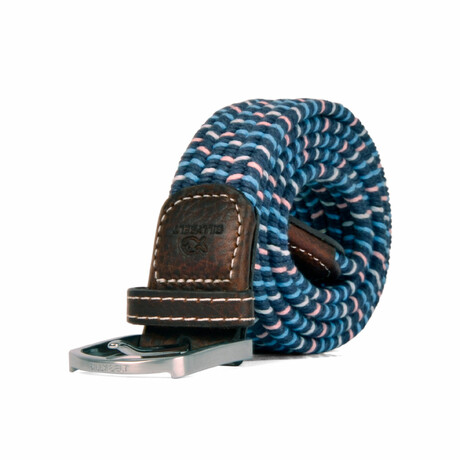 Cirée Aden Woven Belt // Blue + Pale Pink (Fits Waist Size 33"-39")
