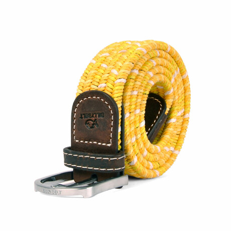 Cirée Marmara Woven Belt // Yellow + White (Fits Waist Size 33"-39")