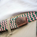 Berlin Woven Belt // Green + Pink (Fits Waist Size 33"-39")