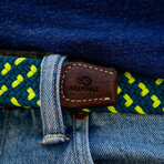 Split Woven Belt // Blue + Yellow (Fits Waist Size 33"-39")