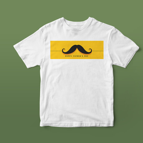 Mustache Father's Day Graphic Tee // White (S)