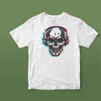 3D-Effect Skull Graphic Tee // White (2XL)