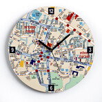 Clock Square Wall Clock // Jerusalem Map in Hebrew