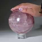Genuine Polished Rose Quartz Sphere + Acrylic Display Stand // 5.8lb
