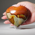 Genuine Polished Polychrome Jasper Heart + Acrylic Display Stand // 1.1lb