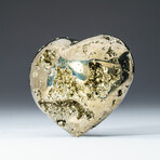 Genuine Polished Pyrite Heart + Velvet Pouch // 193g