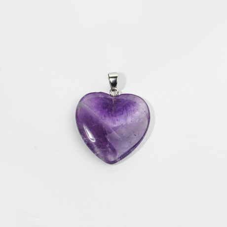 Amethyst Heart Pendant with 18" Sterling Silver Chain // 18.5g