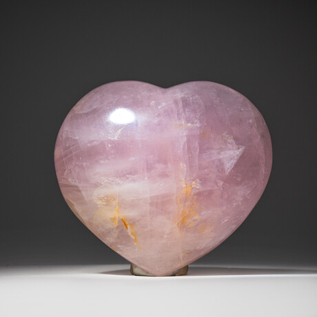 Genuine Polished Rose Quartz Heart + Acrylic Display Stand // 1.9lb